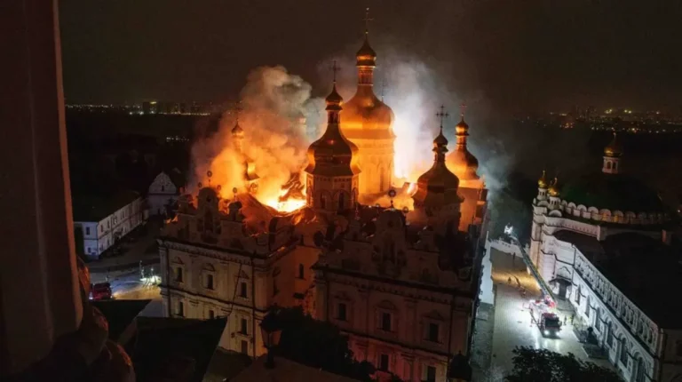 Russian Strike Damages Kyiv’s Historic Orthodox Cathedral